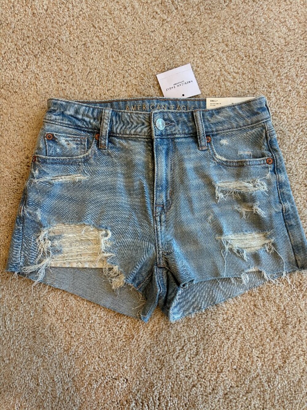 NWT American Eagle Perfect Shortie Stretch Destressed Jean Shorts